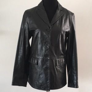 Gap black leather jacket, size S